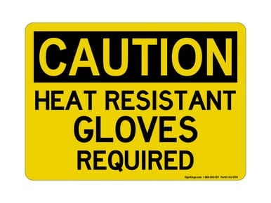 Heat Resistant Gloves Required, OSHA Caution Sign (Part#: CAU1098)
