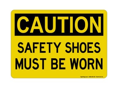 Safety Shoes Must Be Worn, OSHA Caution Sign (Part#: CAU1116)