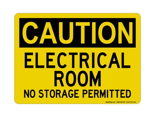 Electrical Room No Storage Permitted, Caution Sign