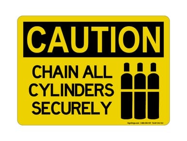 Chain All Cylinders Securely (Tank Symbol), OSHA Caution Sign (Part#: CAU1161)