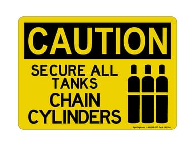 Secure All Tanks Chain Cylinders (Tank Symbol), OSHA Caution Sign (Part#: CAU1166)