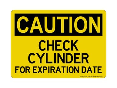 Check Cylinder For Expiration Date, OSHA Caution Sign (Part#: CAU1169)