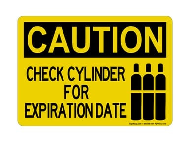 Check Cylinder For Expiration Date (Tank Symbol), OSHA Caution Sign (Part#: CAU1170)