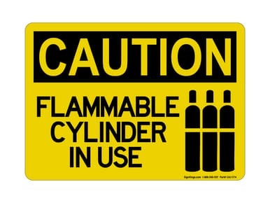 Flammable Cylinder In Use (Tank Symbol), OSHA Caution Sign (Part#: CAU1174)