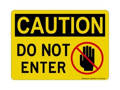 Do Not Enter (Hand Stop Symbol), OSHA Caution Sign (Part#: CAU1208)