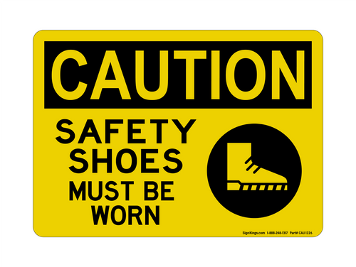 Safety Shoes Must Be Worn (PPE Symbol), Caution Sign