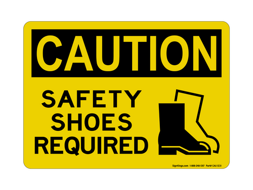 Safety Shoes Required (PPE Symbol), Caution Sign