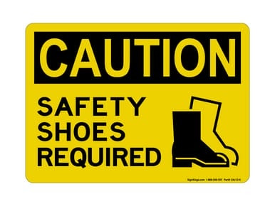 Safety Shoes Required (PPE Symbol) Version 2, OSHA Caution Sign (Part#: CAU1241)