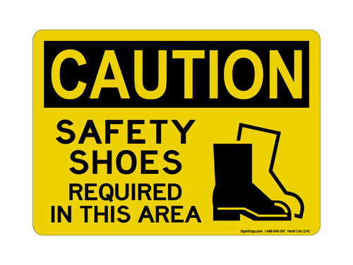 Safety Shoes Required In This Area  (PPE Symbol), Caution Sign