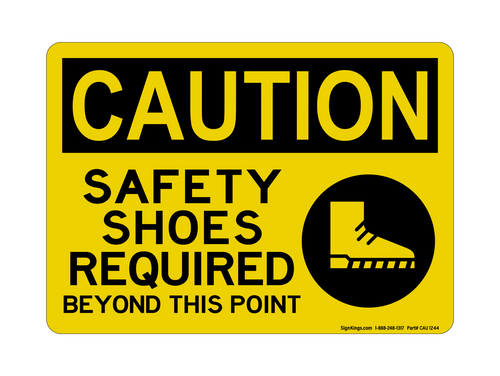 Safety Shoes Required Beyond This Point  (PPE Symbol), Caution Sign
