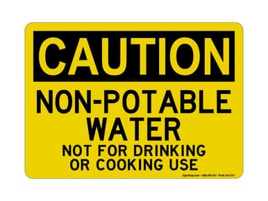 Non-Potable Water Not For Drinking Or Cooking Use, OSHA Caution Sign (Part#: CAU1251)