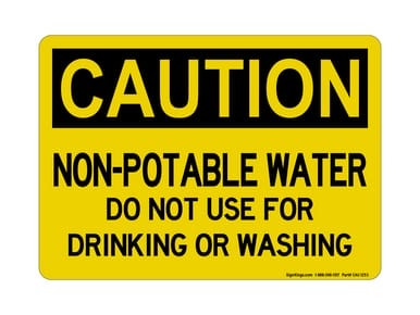 Non-Potable Water Do Not Use For Drinking Or Washing, OSHA Caution Sign (Part#: CAU1253)