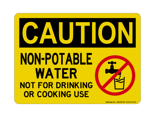 NO REFn-Potable NO REFt For Drinking Or Cooking Use (NO REF Water Symbol), Caution Symbol
