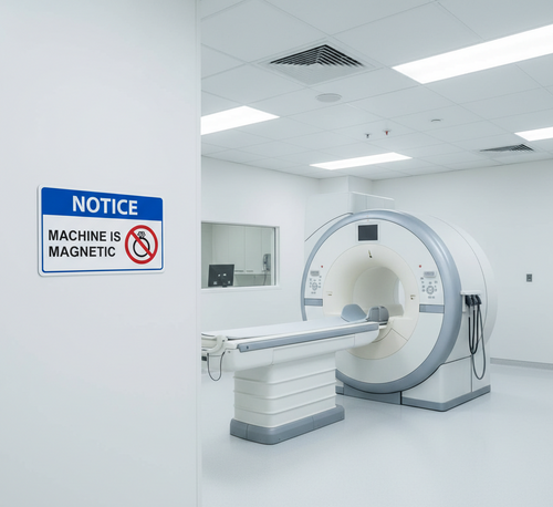 Machine Is Magnetic with No Jewelry Symbol , Notice Sign