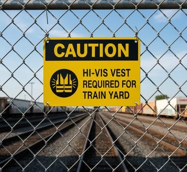 Hi-Vis Vest Required For Entry, Caution Sign, CUSTOM OSHA Caution Sign (Part#: CUSTCAU)