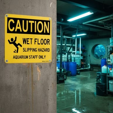 Slip Risk in an Aquarium, Caution Sign, CUSTOM OSHA Caution Sign (Part#: CUSTCAU)