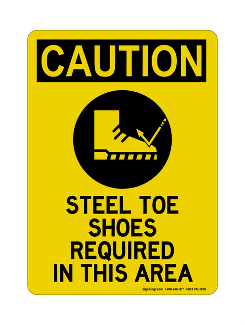 Steel Toe Shoes Required In This Area Vertical(PPE Symbol), Caution Sign