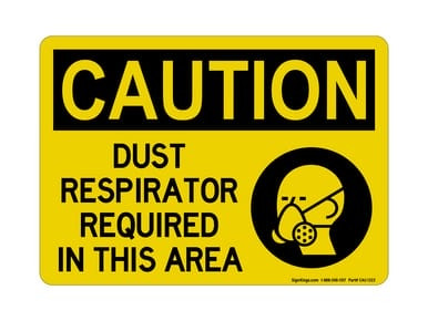 Dust Respirator Required In This Area (PPE Symbol), OSHA Caution Sign (Part#: CAU1322)