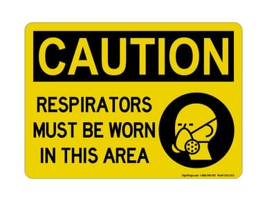Respirators Must Be Worn In This Area (PPE Symbol), OSHA Caution Sign (Part#: CAU1323)