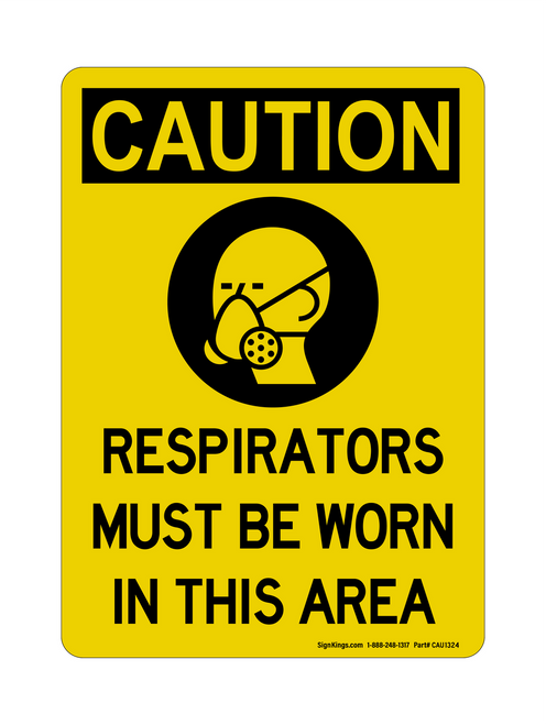 Respirators Must Be Worn In This Area (PPE Symbol), Caution Sign
