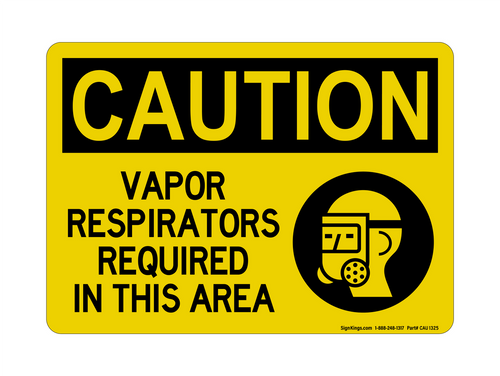 Vapor Respirators Required In This Area (PPE Symbol), Caution Sign