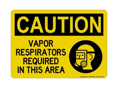 Vapor Respirators Required In This Area (PPE Symbol), OSHA Caution Sign (Part#: CAU1325)