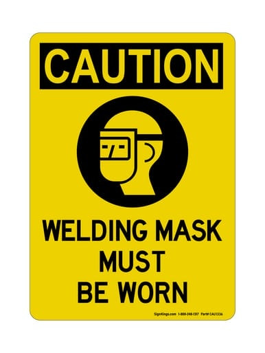 Welding Mask Must Be Worn (PPE Symbol), OSHA Caution Sign (Part#: CAU1336)
