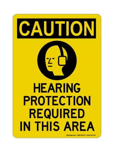 Hearing Protection Required In This Area (PPE Symbol), OSHA Caution Sign (Part#: CAU1337)