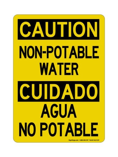 Non-Potable Water English/Spanish, OSHA Caution Sign (Part#: CAU1339)
