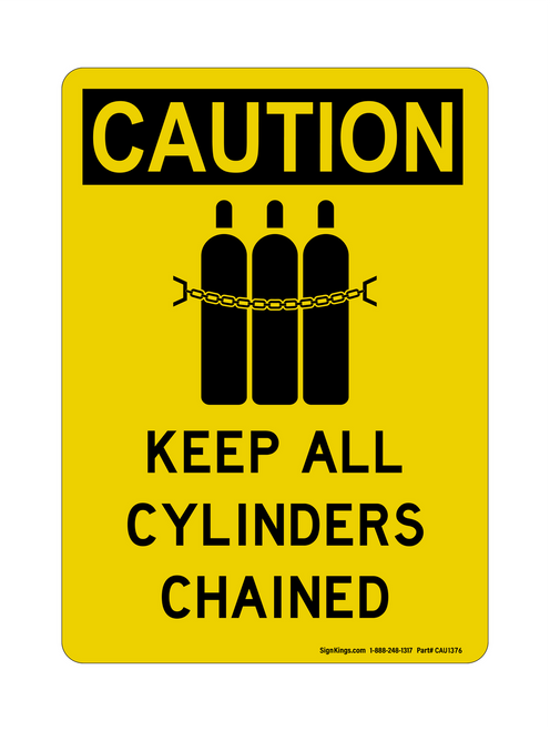 Keep All Cylinders Chained (Chained Tanks Symbol), Caution Sign