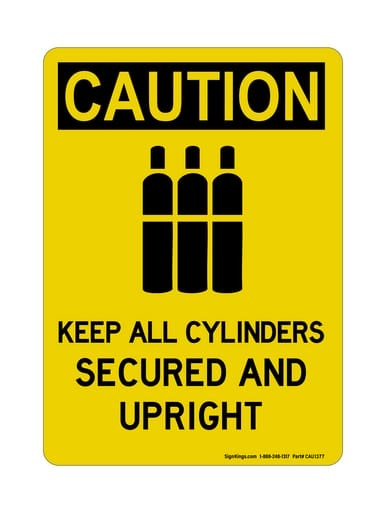 Keep All Cylinders Secured And Upright (Tanks Symbol), OSHA Caution Sign (Part#: CAU1377)
