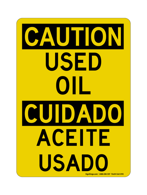 Used Oil English/Spanish, Caution Sign