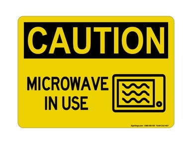 Microwave In Use (Microwave Symbol), OSHA Caution Sign (Part#: CAU1407)
