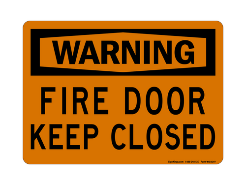 Fire Door Keep Closed, Warning Sign
