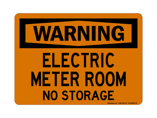 Electrical Meter Room No Storage, OSHA Warning Sign