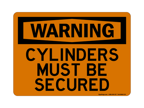 Cylinders Must Be Secured, Warning Sign
