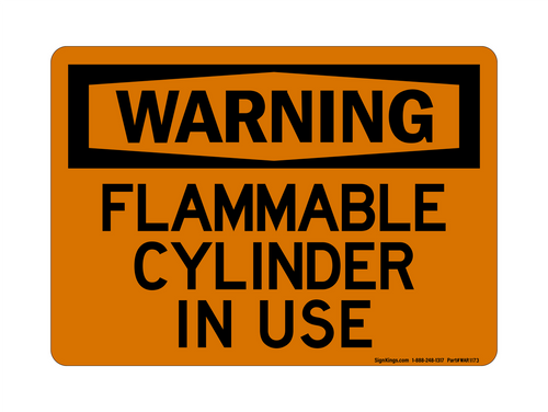 Flammable Cylinder In Use, Warning Sign
