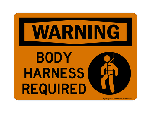 Body Harness Required (Harness Symbol), Warning Sign
