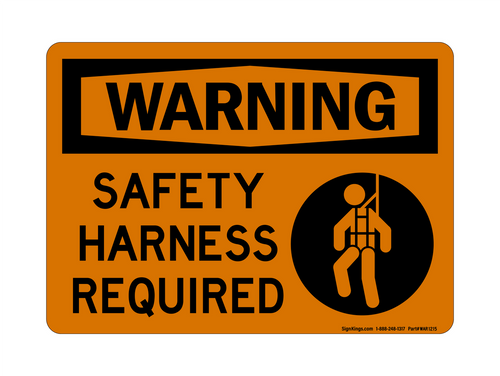 Safety Harness Required (Harness Symbol),  Warning Sign