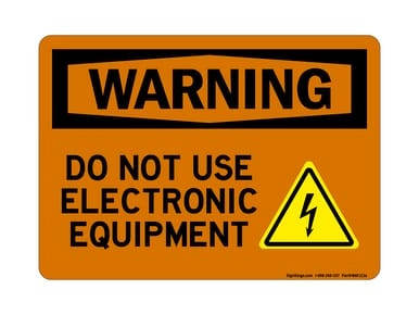 Do Not Use Electrical Equipment (Electric Warning Symbol), OSHA Warning Sign (Part#: WAR1236)