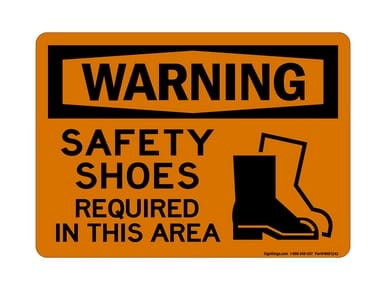 Safety Shoes Required In This Area (PPE Symbol), OSHA Warning Sign (Part#: WAR1242)
