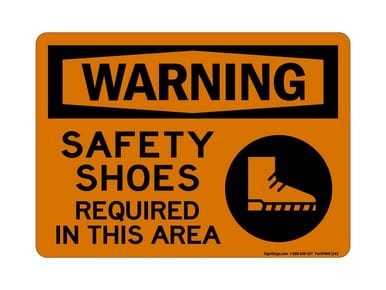 Safety Shoes Required In This Area (PPE Symbol 2), OSHA Warning Sign (Part#: WAR1243)