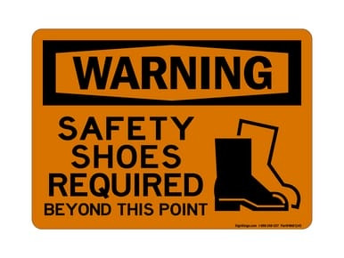 Safety Shoes Required Beyond This Point (PPE Symbol 3), OSHA Warning Sign (Part#: WAR1245)