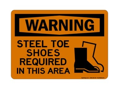 Steel Toe Shoes Required In This Area (PPE Symbol 2), OSHA Warning Sign (Part#: WAR1249)