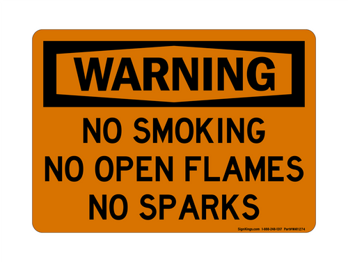 No Smoking No Open Flames No Sparks, Warning Sign