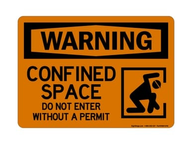 Confined Space Do Not Enter Without A Permit (Confined Space Symbol), OSHA Warning Sign (Part#: WAR1298)