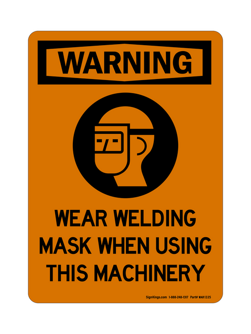 Wear Welding Mask When Using This Machinery (PPE Symbol), Warning Sign