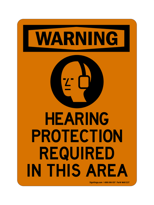 Hearing Protection Required In This Area (PPE Symbol), Warning Sign