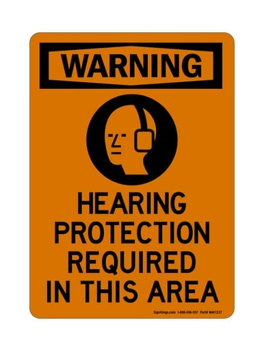 Hearing Protection Required In This Area (PPE Symbol), OSHA Warning Sign (Part#: WAR1337)