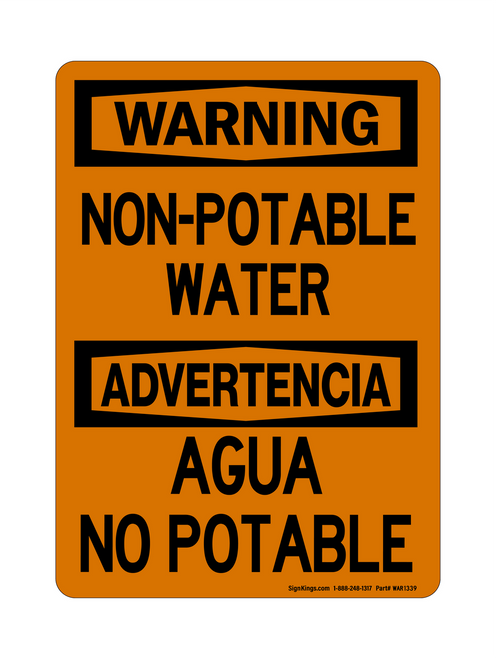 Non-Potable Water English/Spanish, Warning Sign
